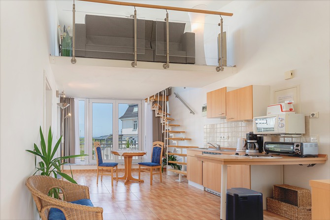 Ferienwohnung in B&ouml;rgerende - Appartement 4 - Ostseeblick - K&uuml;che und Galerie