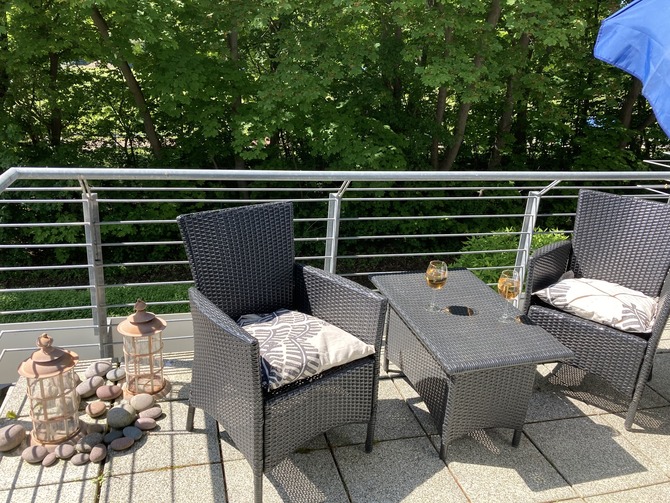 Ferienwohnung in K&uuml;hlungsborn - Strandstrasse-OstSeestern - Balkon mit Blick in den Stadtwald