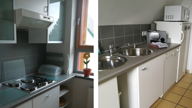 Ferienwohnung in Wieck a. Dar&szlig; - Aalreuse 2 - komplett ausgestattete zweizeilige K&uuml;che